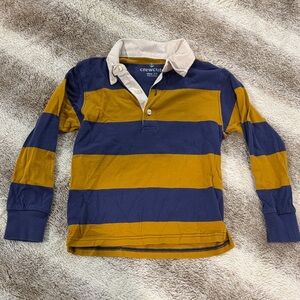 Crewcuts Kids Striped Long Sleeve Polo - Blue and Gold